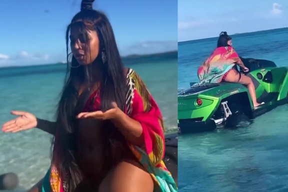 Instead Of A Standard Jet Ski, Ashanti Chose A Quadski Amphibian For Her Vacation