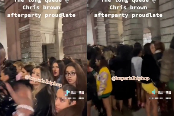 Look at the Lengthy Queue of Women Waiting to Enter Chris Brown’s London Concert After Party