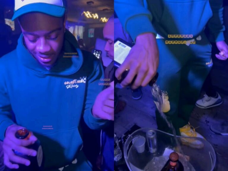 I think this is the new thing to do in clubs: someone pours all the alcohol out of a Don Julio Anejo bottle