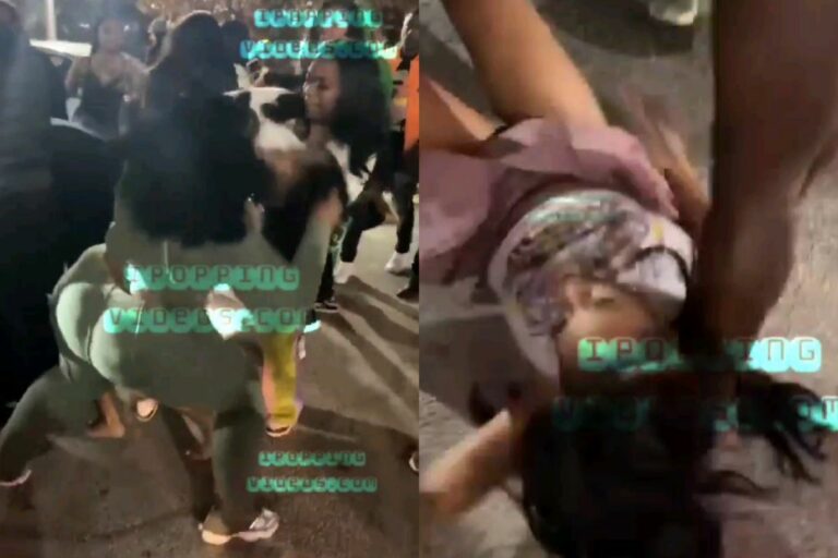 After Being Thrown To The Ground During A Fight, A Person’s Foot Luckily Absorbed The Force Of The Woman’s Head Hitting The Ground.