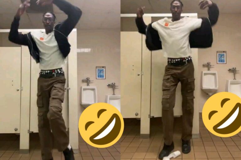 Bruh, Bol Bol Gotta Get His Cuz: This 7 Foot Tall Dude Pops Outta the Bathroom Stall and Starts Bustin’ a Hilarious TikTok Dance