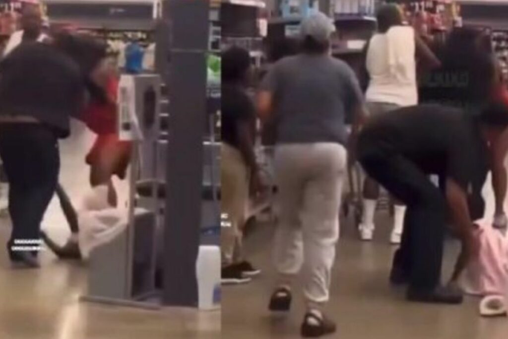 Baby-Carrying Woman Throws a Can at Another Woman, Struggle Erupts, Baby Is Dropped