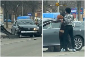 Wild Scene at Upgraded N 20th & Capitol: Crew Tries Yankin’ Rider From Spinning Lexus in Busy Milwaukee Intersection