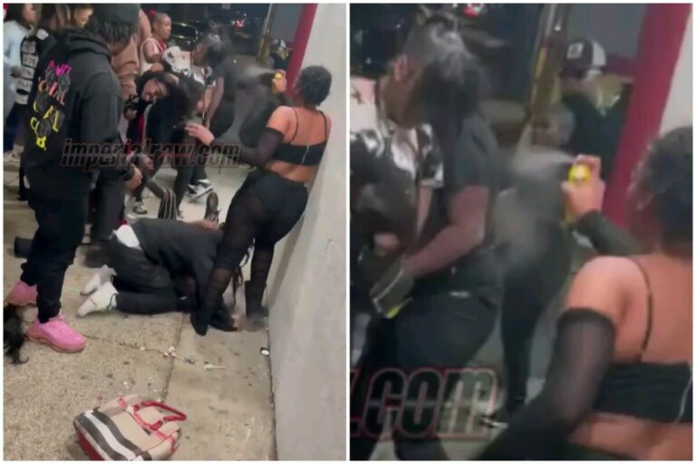 Woman in All-Black Goes Wigless and Wields Got2b Glued Spray to Rescue Her Best Friend in a Street Showdown
